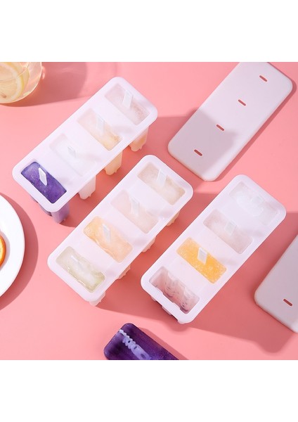 50 Adet-Çubuklar 4 Buz Popsicle Kalıp Seti Dondurma Kalıp Popsicle Dondurma Kalıp Buz Tepsisi Diy Dondurma Sopa ve Kapaklı Yeniden Kullanılabilir Mutfak Aletleri (Yurt Dışından)