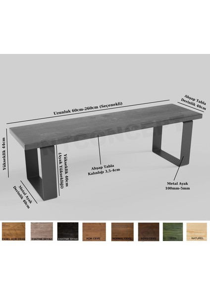 Ntconcept Enli Tabla Masif Ağaç BANK/CEVIZ/300 Cm/