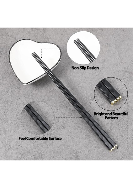 24CM-SIYAH 5 Çift Cam Elyaf Çubuklar Yeniden Kullanılabilir Suşi Çubukları Bulaşık Makinesinde Yıkanabilir Yüksek Kaliteli Mat Kaymaz Çin/japon Kesim Çubukları (Yurt Dışından)