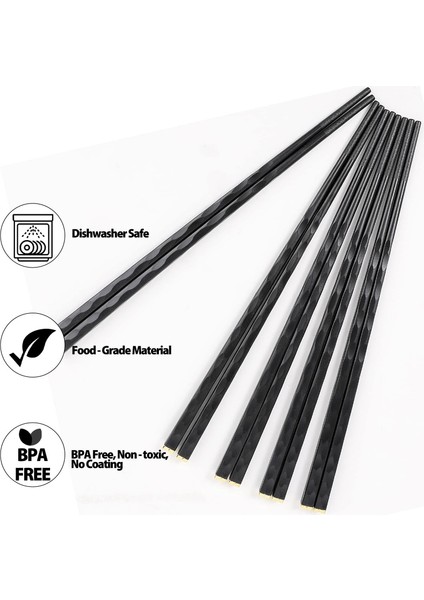 24CM-SIYAH 5 Çift Cam Elyaf Çubuklar Yeniden Kullanılabilir Suşi Çubukları Bulaşık Makinesinde Yıkanabilir Yüksek Kaliteli Mat Kaymaz Çin/japon Kesim Çubukları (Yurt Dışından)