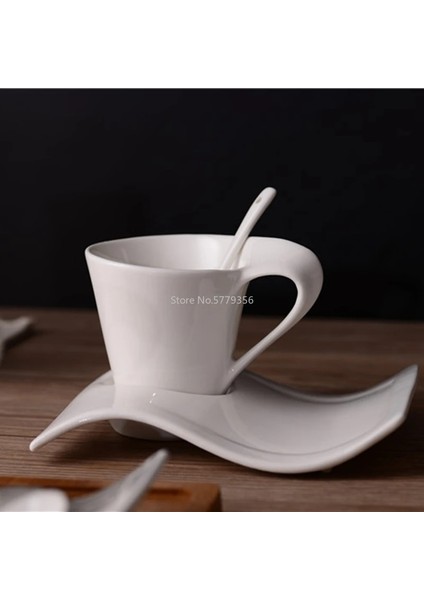 220ML 70-220ML Seramik Kahve Fincan Seti Yaratıcı Dalga Süt Kupa ve Tabak Seti Avrupa Çift Çay Bardağı Seti Su Bardakları (Yurt Dışından)