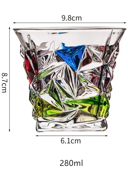 Glacier 201-380ML Yeni Italya Elle Çizilmiş Kristal Kontrast Renk Highball Cam Kokteyl Su Içme Bardakları Eski Moda Viski Bardağı Şarap Tumbler (Yurt Dışından)