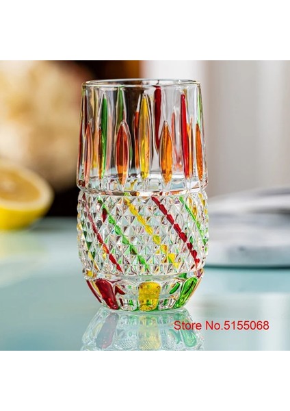 Glacier 201-380ML Yeni Italya Elle Çizilmiş Kristal Kontrast Renk Highball Cam Kokteyl Su Içme Bardakları Eski Moda Viski Bardağı Şarap Tumbler (Yurt Dışından) fırsatları