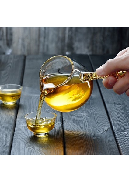 Yaratıcı Çekiç Desenli Isıya Dayanıklı Cam Altın Yan Kol Adil Fincan Kung Fu Drinkware Şeffaf Çay Dağıtıcı Ofis Su Isıtıcısı (Yurt Dışından) fiyatları