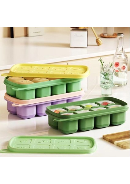 Pembe Mor 8 Izgaralar Silikon Buz Küpü Tepsi Kalıp Şeffaf Kapaklı Popsicle Mutfak Yaz Kalıp Meyve Makinesi Ev Dondurucu Aksesuarları (Yurt Dışından) modelleri