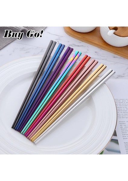 Gökkuşağı No.3 1 Çift Suşi Çubuklarını 304 Paslanmaz Çelik Gıda Sınıfı Kare Çin Gümüş Metal Çubuk Yeniden Kullanılabilir Çubuk Mutfak Aletleri (Yurt Dışından) fiyatları