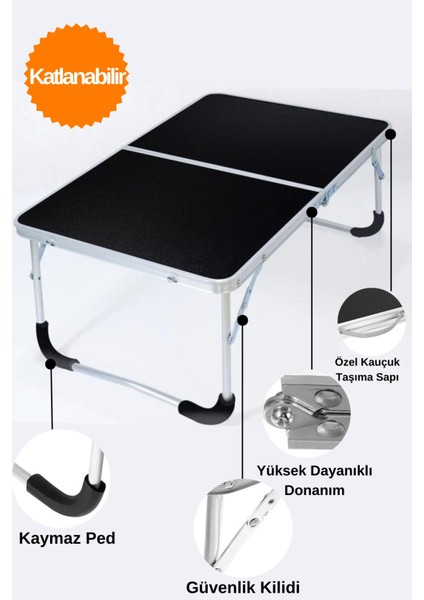 Katlanır Kamp Masası Çok Amaçlı Masa Yemek Bilgisayar Piknik Portatif 60X40 cm