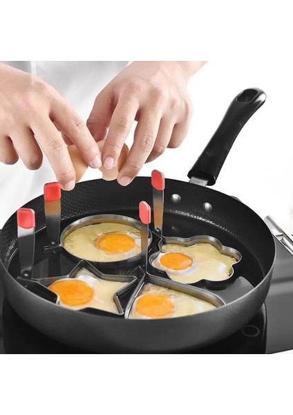 Yumurta Şekillendirici Kalıp 5 Pcs Yumurta Halkaları Kalbur Paslanmaz Çelik Kızarmış Yumurta Şekillendirici Haşlanma Önleyici Saplı Yapışmaz Omlet Kalıp Kızartma Yumurta Araçları (Yurt Dışından)