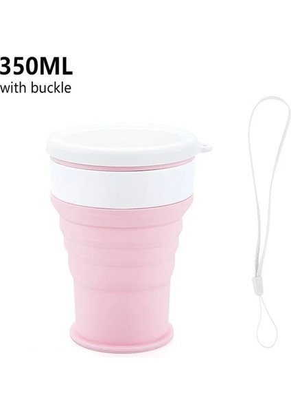 PINK-1PC-350ML Katlanır Silikon Bardak Kahve Kupaları Seyahat Katlanabilir Silikon Bardak Taşınabilir Handcup Geri Çekilebilir Gıda Sınıfı Katlanabilir Su Bardakları (Yurt Dışından)