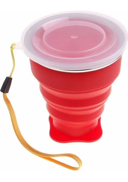 Kırmızı 1 Adet 200 ml Silikon Taşınabilir Katlanır Bardak Geri Çekilebilir Katlanabilir Çay Fincanı Açık Seyahat Fincan Kahve Teleskopik Içme Kapaklı Kupa 200 ml (Yurt Dışından)