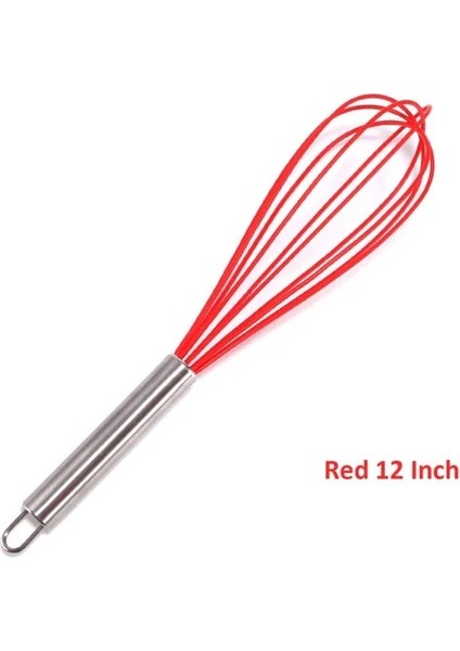 Kırmızı 12 Inç Jankng 1 Adet Içecek Çırpma Mikser Yumurta Çırpıcı Silikon Yumurta Çırpıcılar Mutfak Aletleri El Yumurta Mikseri Pişirme Köpürtücü Wisk Cook Blender (Yurt Dışından)