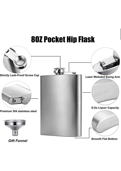 7 Oz Goalone 1 2 3 4 5 6 7 8 9 10 Oz Paslanmaz Çelik Cep Şişesi Huni ile Sızdırmaz Vidalı Kapak Cep Şişesi Alkol Viski Cep Şişesi (Yurt Dışından)