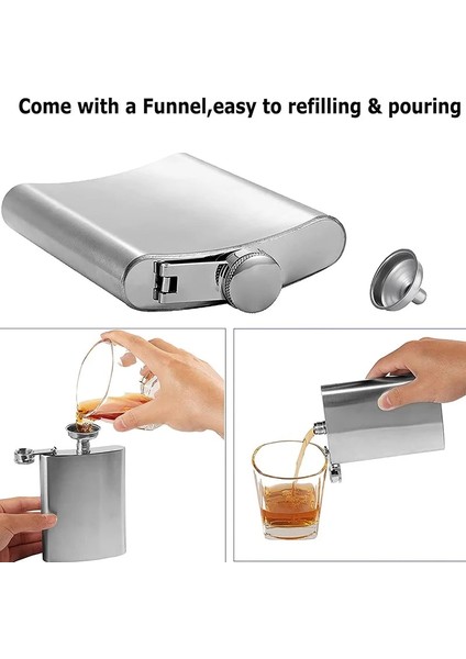 7 Oz Goalone 1 2 3 4 5 6 7 8 9 10 Oz Paslanmaz Çelik Cep Şişesi Huni ile Sızdırmaz Vidalı Kapak Cep Şişesi Alkol Viski Cep Şişesi (Yurt Dışından)