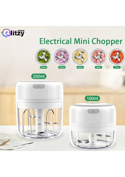 Beyaz 250ML 250ML Elektrikli Sarımsak Kırıcı Paslanmaz Çelik Kablosuz Baharat ve Baharat Doğrama Makinesi Sebze Salatası Biber Havuç Et (Yurt Dışından) fiyatları