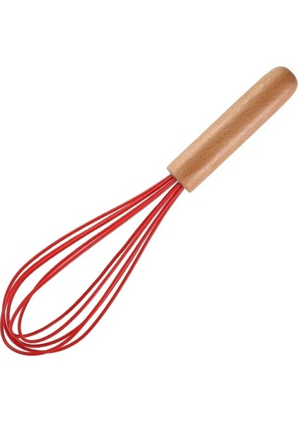 Kırmızı Manuel Yumurta Çırpıcı Ahşap Saplı Çırpma Yumurta Çırpma Mutfak Silikon Tel Balon Çırpma Süt Yumurta Çırpıcı Yumurta Karıştırma Mikser Araçları (Yurt Dışından)