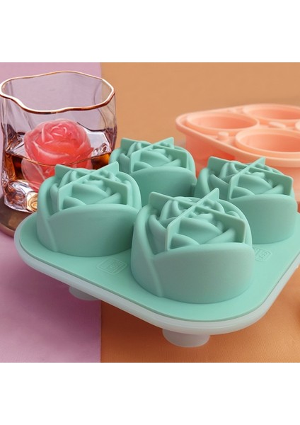Şekil-B 3D Silikon Gül Şekli Buz Küpü Makinesi Dondurma Silikon Kalıp Buz Topu Makinesi Yeniden Kullanılabilir Viski Kokteyl Kalıp (Yurt Dışından)