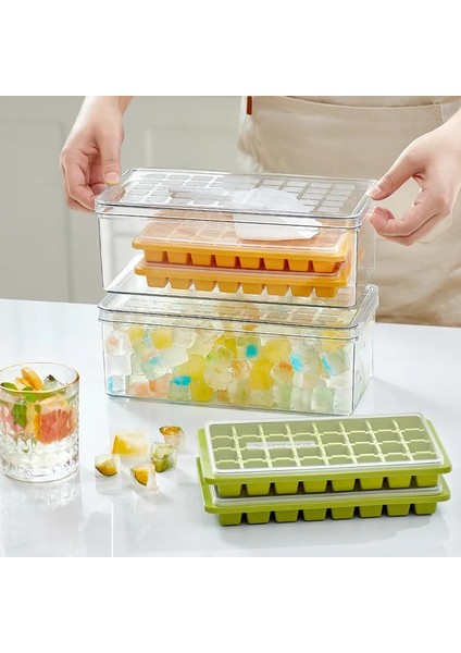 01GREEN Ice Cube Tepsileri Silikon Alt Buz Küpü Saklama Kabı Kapaklı Kutu Buz Kalıp Buz Topu Makinesi Mutfak Alet Aksesuarları Için (Yurt Dışından) fırsatları