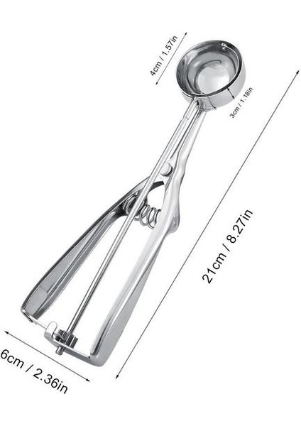 Gümüş 6 cm Paslanmaz Çelik Dondurma Kaşığı Metal Dondurma Kurabiye Kaşık Patates Püresi Kaşık Yapışmaz Dondurma Kazıcı Kavun Buz Makinesi (Yurt Dışından)