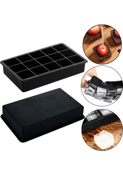 Resim Olarak Silikon Buz Küpü Makinesi 15-Cavity Dıy Buz Yapım Makinesi Buz Küpü Tepsileri Kalıpları Buz Şeker Kek Puding Çikolata Viski Kalıpları Aracı (Yurt Dışından)