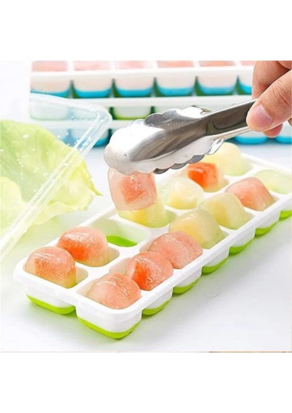 Mavi 2 Adet 14 Bölmeli Kapaklı Yumuşak Alt Silikon Buz Küpü Kalıp Dıy Kolay Serbest Bırakma Yaz Ev Yapımı Buz Küpü Kutusu Buz Kalıbı Kalıp (Yurt Dışından) indirimleri