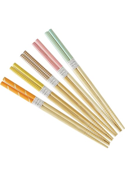 ZCM02 Kullanımlık 5 Çift Set El Yapımı Bambu Japon Doğal Ahşap Çubuklarını Suşi Gıda Kedi Çiçek Çok Renkli Ahşap Çubuklarını Set (Yurt Dışından)