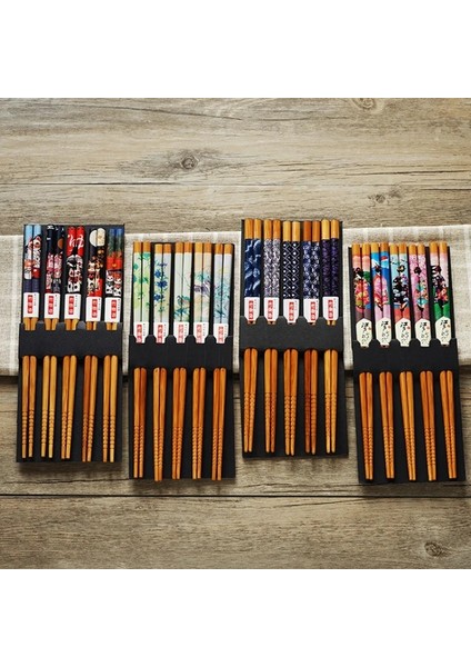 ZCM02 Kullanımlık 5 Çift Set El Yapımı Bambu Japon Doğal Ahşap Çubuklarını Suşi Gıda Kedi Çiçek Çok Renkli Ahşap Çubuklarını Set (Yurt Dışından)