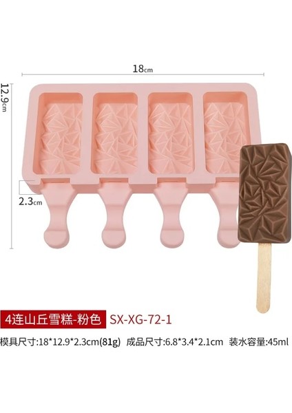 C-Pembe Dondurma Silikon Kalıp Dıy Popsicle Dondurma Yapma Makinesi Silikon Yaz Buz Küpü Kalıp Mutfak Dondurma Modeli (Yurt Dışından)