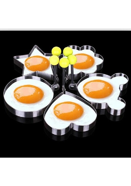 5 Şekiller Paslanmaz Çelik Kızarmış Yumurta Şekillendirici Yumurta Kalıp Dıy Kahvaltı Yumurta Gözleme Yüzükler Sandviç Mutfak Gereçleri Gereç Pişirme Araçları (Yurt Dışından)