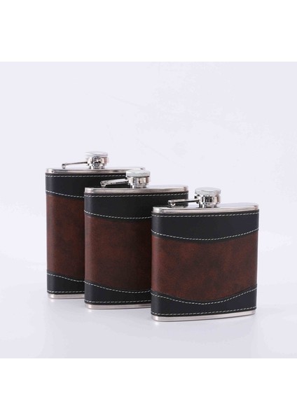 6 Oz Pu Deri Kaplı Cep Şişesi Cep Paslanmaz Çelik Karaf Alkol Taşınabilir Viski Flagon Hediye Erkekler Için 6/7/8 Oz (Yurt Dışından)