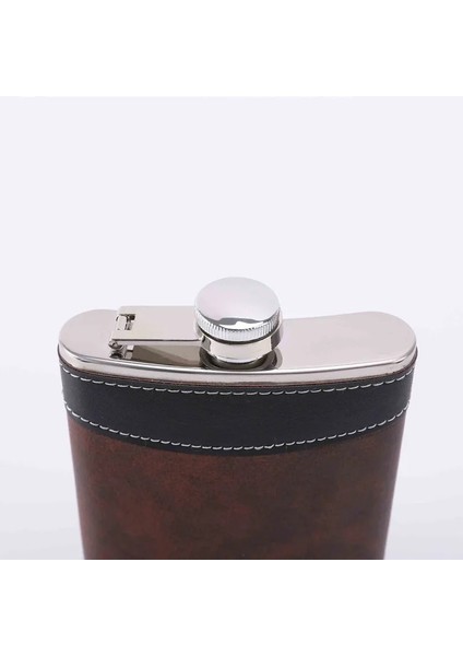 6 Oz Pu Deri Kaplı Cep Şişesi Cep Paslanmaz Çelik Karaf Alkol Taşınabilir Viski Flagon Hediye Erkekler Için 6/7/8 Oz (Yurt Dışından)