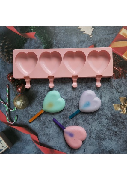 011 Pembe Dondurma Kalıp Kalp Şekli Silikon Popsicle Formu Makinesi Buz Lolly Kalıpları Buz Küpü Tepsi Parti Bar Dekorasyonu Için Fondan Kalıpları (Yurt Dışından) fırsatları