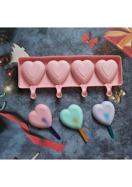 011 Pembe Dondurma Kalıp Kalp Şekli Silikon Popsicle Formu Makinesi Buz Lolly Kalıpları Buz Küpü Tepsi Parti Bar Dekorasyonu Için Fondan Kalıpları (Yurt Dışından) indirimleri