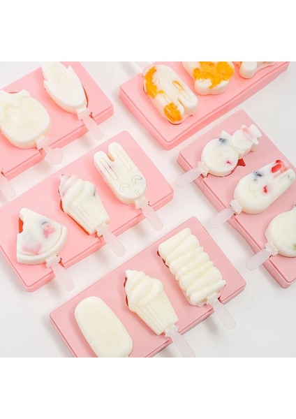 H Tipi Silikon Popsicles Kalıpları Yaratıcı Popsicle Kalıp Tepsisi Sopa ile Dıy Yeniden Kullanılabilir Dondurma Kalıpları Kapaklı Tatlı Mutfak Gadget (Yurt Dışından)