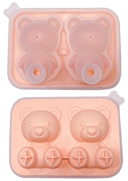 S Pembe Gıda Sınıfı Silikon Ayı Buz Kalıbı 4 Izgara 3D Küçük Teddy Bear Şekli Buz Küpü Silikon Kalıp Buz Kalıbı Viski Silikon Buz Kutusu (Yurt Dışından)