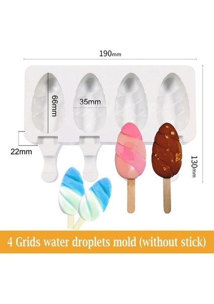 Su Damlacıkları 4/8 Hücre Silikon Kalıp Magnum Silikon Dondurma Kalıp Popsicle Kalıpları Dıy Dondurma Kalıp Buz Küpü Yapımcısı Kalıp Buz Kalıbı (Yurt Dışından)