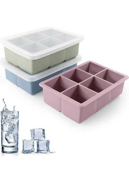 6 Izgara Yeşil Kapaklı Silikon Buz Küpü Kalıbı 3 Renkli Büyük Izgara Buz Küpü Makinesi Kapaklı Esnek Silikon Buz Küpü Tepsisi Mutfak Aletleri ve Aksesuarları (Yurt Dışından) indirimleri