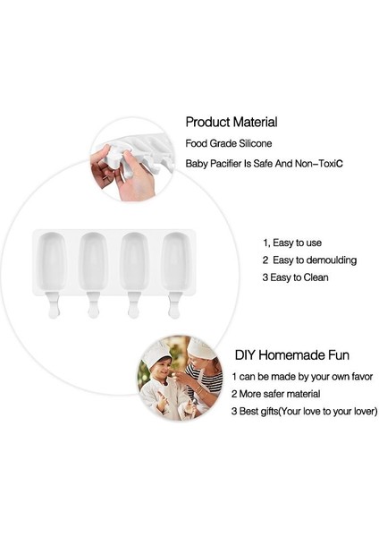 YH006504 4/8 Delik Silikon Dondurma Formları Popsicle Kalıpları Dıy Ev Yapımı Tatlı Dondurucu Meyve Suyu Buz Pop Küp Makinesi Kalıp Sopalarla (Yurt Dışından)