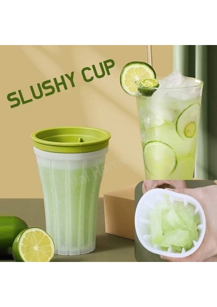 Yeşil Dıy Slushy Bardak Buz Yapıcı Bardak Ev Yapımı Smoothie Milkshake Şişesi Dayanıklı Slushy Dondurma Makinesi Squeeze Slush Hızlı Slushy Maker (Yurt Dışından)