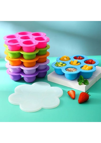 Mavi 7 Delik Kullanımlık Silikon Bebek Maması Dondurucu Tepsi Sebzelik Yumurta Isırık Kalıp Bpa Ücretsiz Depolama Bebek Maması Saklama Kapları Kapaklı (Yurt Dışından) fırsatları