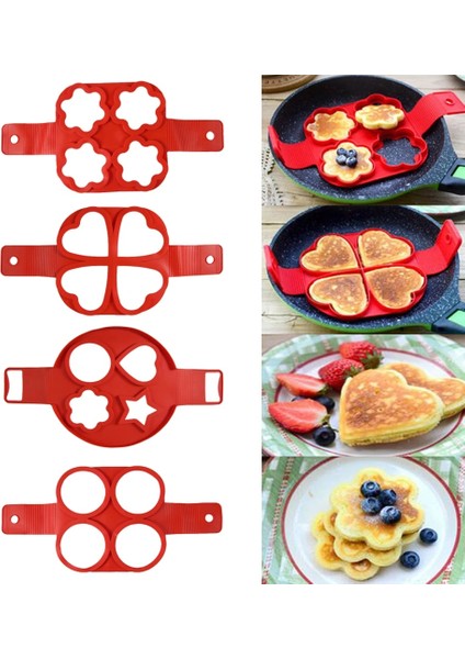 Yıldız Yumurta Gözleme Halkası Yapışmaz Gözleme Yapımcısı Kalıp Silikon Yumurta Pişirici Kızarmış Yumurta Şekillendirici Omlet Kalıpları Mutfak Pişirme Aksesuarları Için (Yurt Dışından)