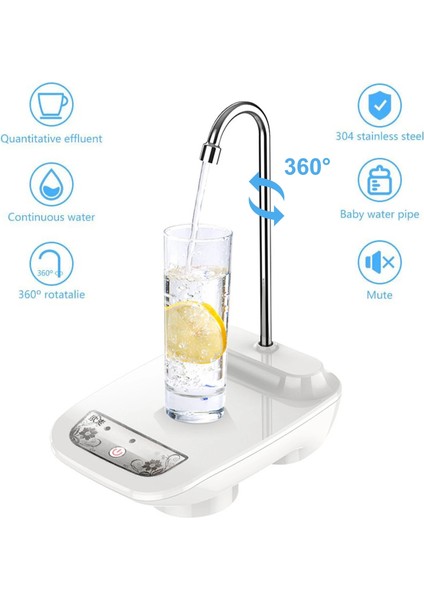 Siyah Elektrikli Su Sebili Pompası Otomatik Su Kovası Şişe Pompası USB Şarj Edilebilir Namlulu Su Galon Pompası Standı ile (Yurt Dışından) fiyatları