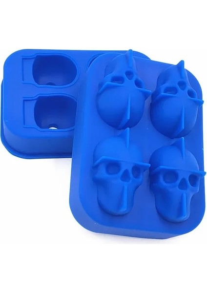 Koyu Mavi Kafatası Buz Küpü Kalıp Silikon Buz Küpü Tepsi Kalıp Buz Yapıcı Buz Topu Kalıbı Viski Şarap Kokteyl Buz Küpü Kalıp Buz Topu Kalıbı (Yurt Dışından)