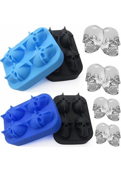 Koyu Mavi Kafatası Buz Küpü Kalıp Silikon Buz Küpü Tepsi Kalıp Buz Yapıcı Buz Topu Kalıbı Viski Şarap Kokteyl Buz Küpü Kalıp Buz Topu Kalıbı (Yurt Dışından) indirimleri