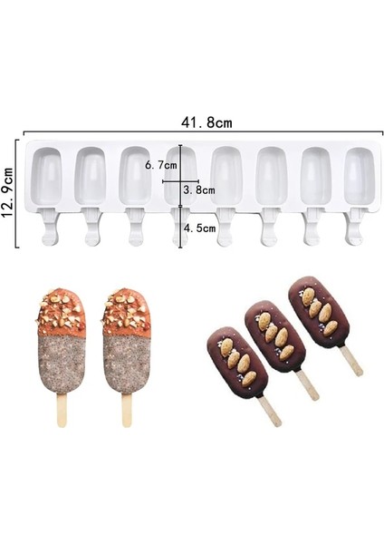 D 4/8 Delik Dondurma Kalıp Gıda Sınıfı Silikon Buz Pop Küp Popsicle Kalıp Sopalarla Tatlı Dıy Magnum Kek Kalıbı Dondurma Yapma Makinesi (Yurt Dışından)