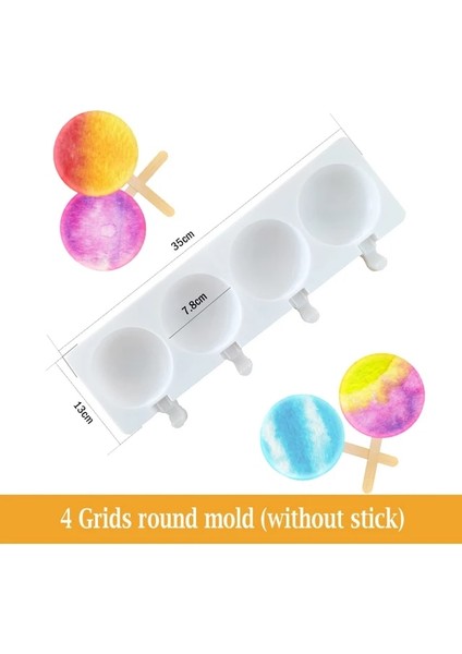 Yuvarlak 4/8 Hücre Silikon Kalıp Magnum Silikon Dondurma Kalıp Popsicle Kalıpları Dıy Dondurma Kalıp Buz Küpü Yapımcısı Kalıp Buz Kalıbı (Yurt Dışından)
