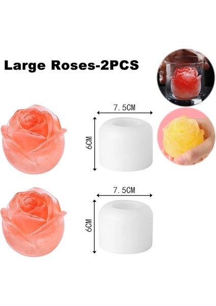 Büyük Güller-2pcs Süt Makinesi Kalıp Çay Kalıp Ayı Hamur Şeker Silikon Küp Kek Kahve Kalıp Çikolata Buz Kalıp Şekli Viski Buz (Yurt Dışından)