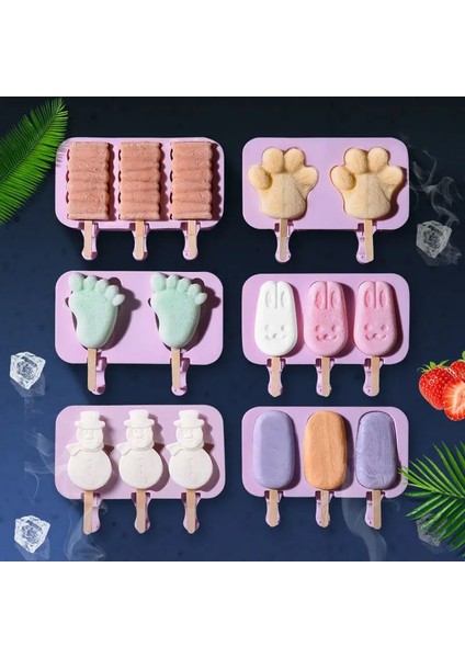 05 Silikon Dondurma Kalıp Yeniden Kullanılabilir Popsicle Kalıpları Dıy Ev Yapımı Sevimli Karikatür Dondurucu Meyve Suyu Buz Pop Maker Kalıp Buz Tepsisi (Yurt Dışından) fiyatları