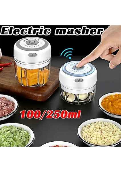 100ML Beyaz 100/250ML Kablosuz Elektrikli Sarımsak Ezici Basın Karıştırıcı Kıyıcı Şarj Edilebilir Soğan Çok Fonksiyonlu Işlemci Mutfak Aksesuarları (Yurt Dışından) modelleri