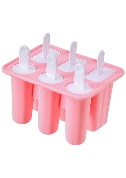 Altı Delik-Pembe Silikon Popsicle Kalıp Çocuklar Sevimli Dondurma Silikon Kalıp Dıy Yapımı Buz Izgara Karikatür Popsicle Dondurma Kalıp Buz Topu Makinesi (Yurt Dışından)