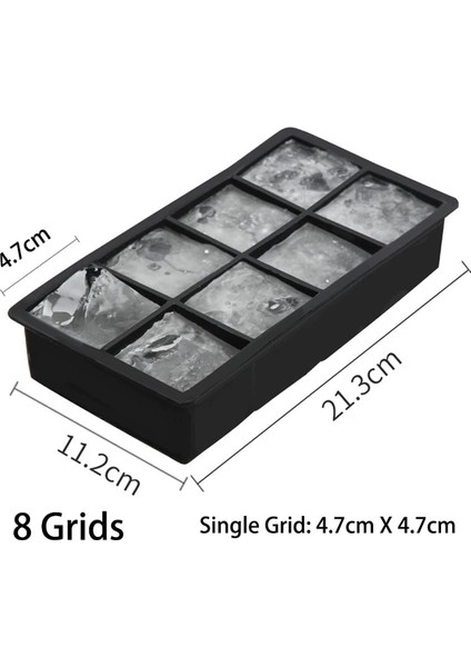 8 Izgaralar Buz Küpü Makinesi Kalıp Büyük Buz Tepsisi Kalıp Büyük Gıda Sınıfı Silikon Buz Küpü Bpa Ücretsiz Kare Tepsi Kalıp Diy Mutfak Bar Buz Araçları (Yurt Dışından)